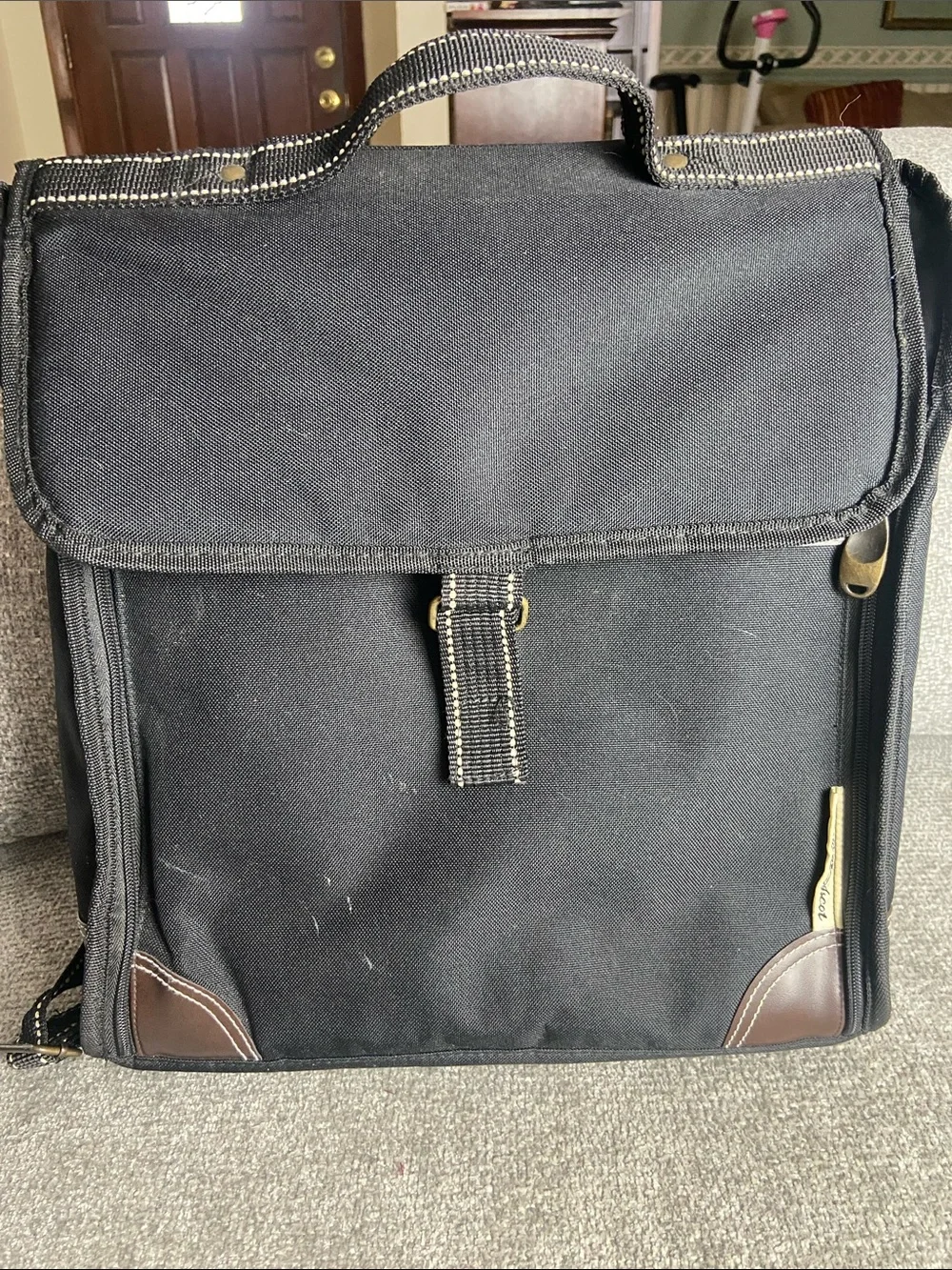 Picnic at Ascot Black Insulated Backpack for Picnic with Brown Accents